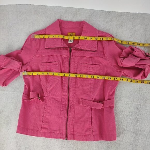 Ruby Rd Women’s Hot Pink Denim Stretchy Cotton Zipped Jacket Size 8P - Picture 5 of 9